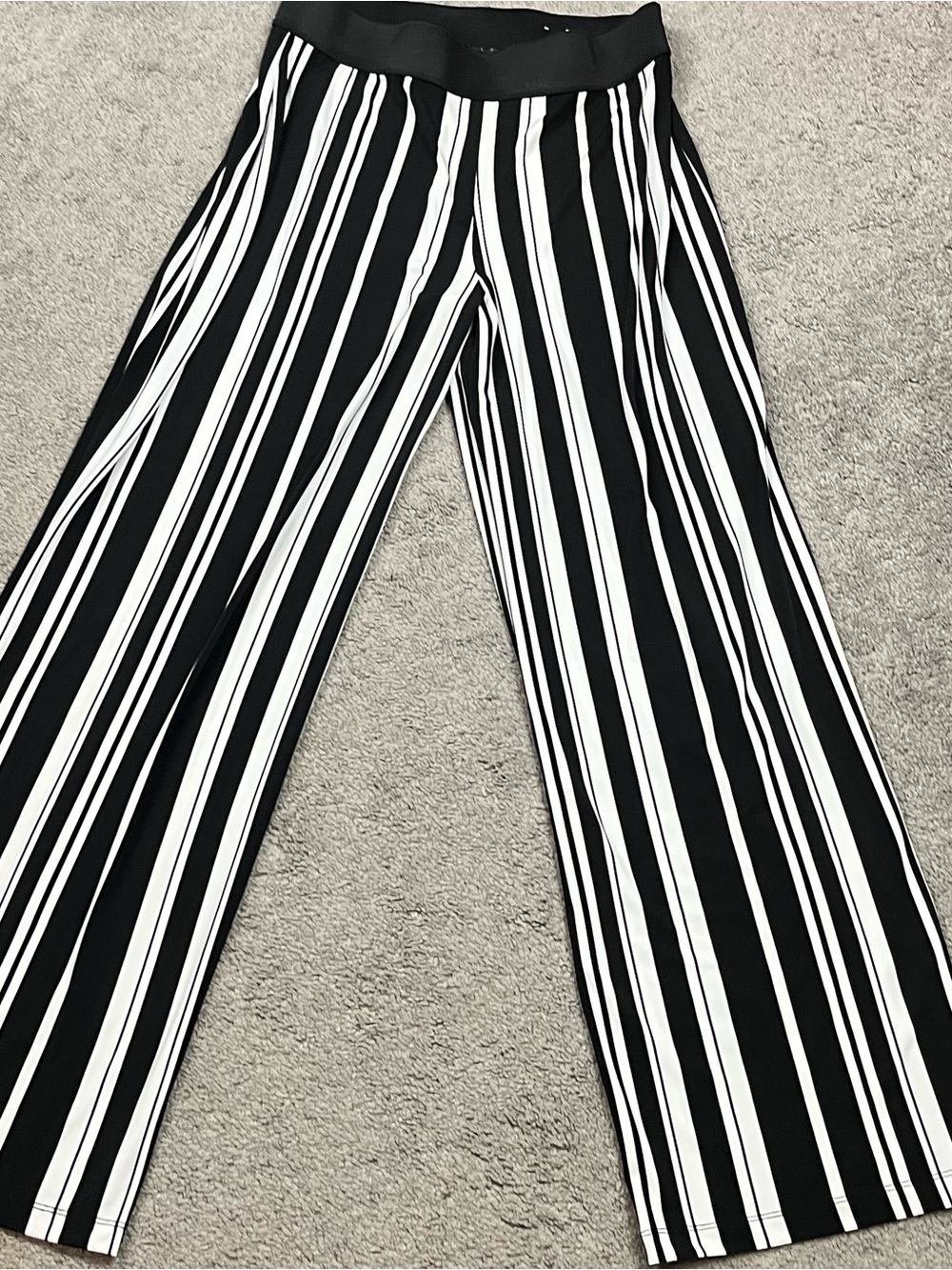 Alfani Black and White Vertical Stripe Wide-Leg Pants
